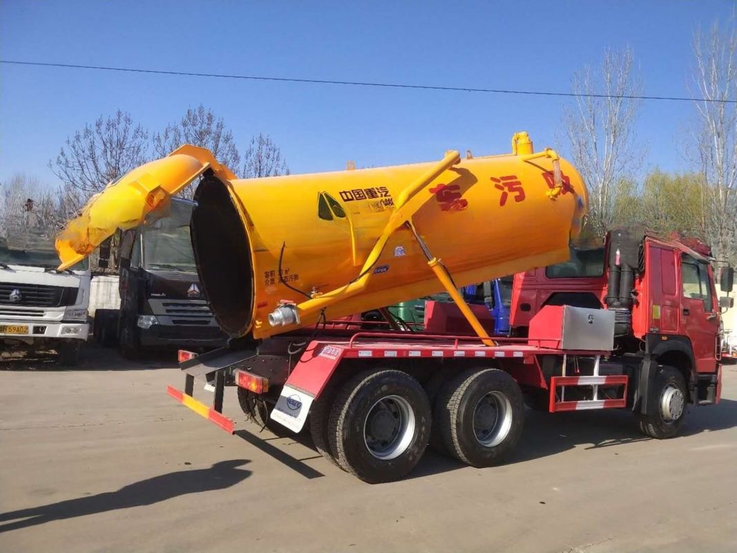 Euro 3 336hp Kullanılmış Howo 6*4 Vacuum Truck 10 Cbm Kanalizasyon Süpürme Kamyonu İyi durumda