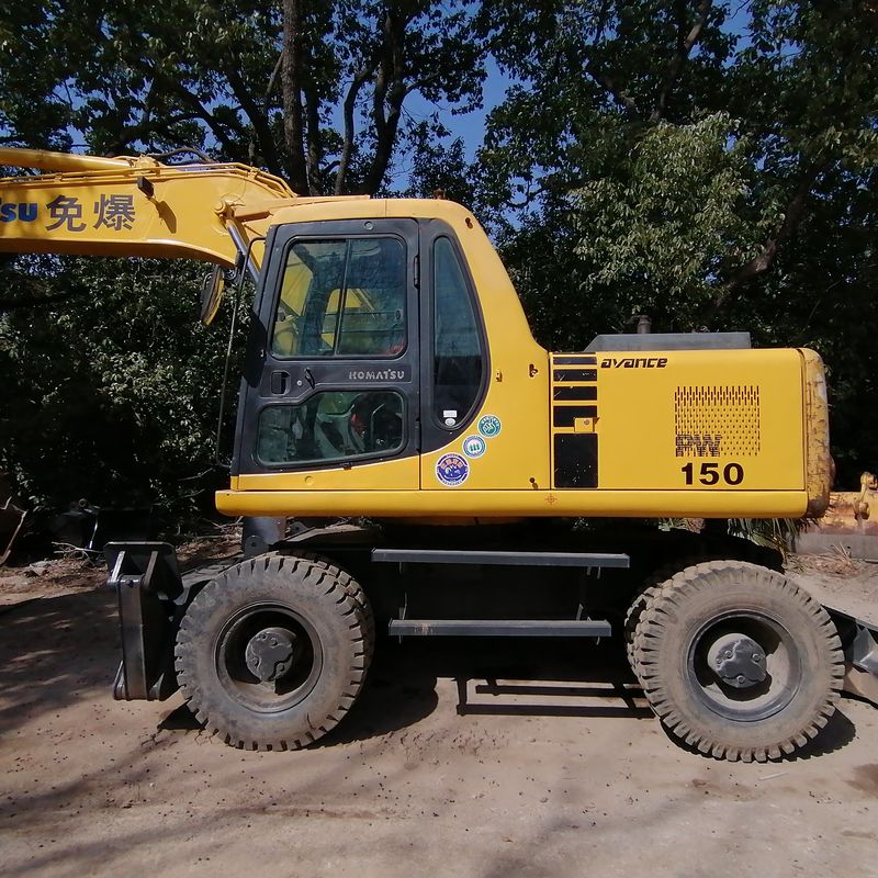 Kullanılmış Komatsu PC150W-6 Tekerlekli Ekskavatör Çin'den ikinci el 15 Tonluk Mobil Ekskavatör